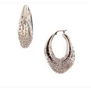 NIB $1200 ALEXANDER MCQUEEN SCULPTURAL PAVE CRYSTAL HOOP EARRINGS SOLD OUT!!!
